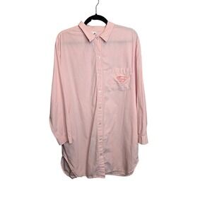 Vintage 1999 Warner Bros Studio Store Button Down Womens L Pink Striped Superman